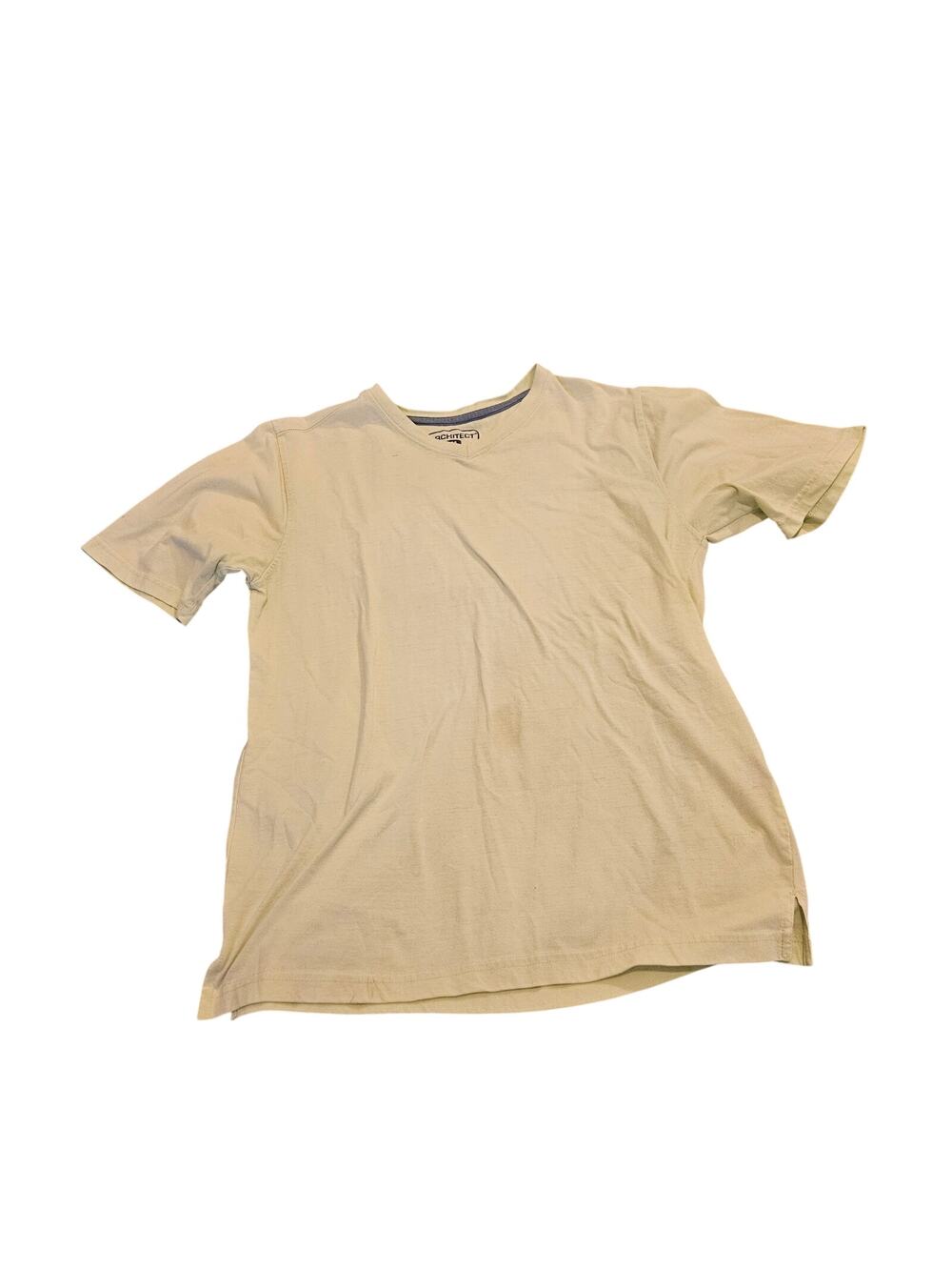 Architect V-Neck T-Shirt Men’s Medium Yellow Short Sleeve Cotton Blend Casual